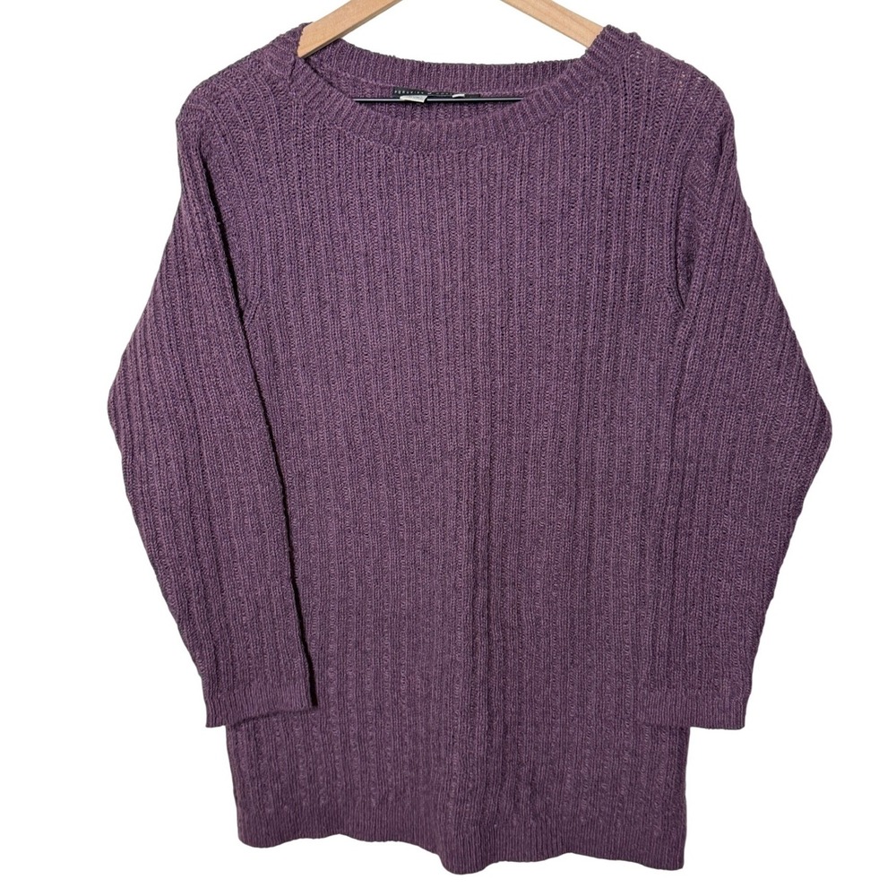 Peruvian Connection Purple Ribbed‎ Knit Pima Cotton Sweater Medium Cabincore